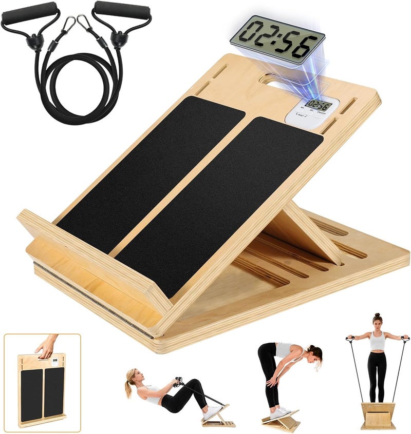 laapee Adjustable Wooden Slant Board - Small 15.74x11.8 Inches Calf Stretcher for Foot Pain Relief & Mild Rehabilitation, Anti-Slip (220 LBS) - Image 1